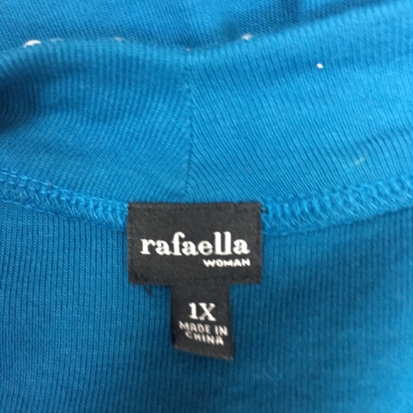 Rafaella pearl collar Tunic Teal Blue Top 1X 1330 - Picture 5 of 6